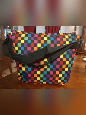 Multicolor Checkerboard Messenger Bag